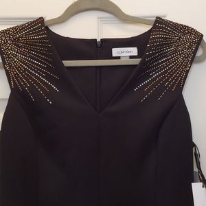 V Neck Sheath Calvin Klein Dress